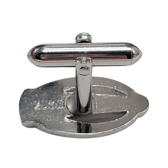 Vintage Swank Silver Tone Cufflinks With Blue Gemstone - Picture 8 of 12